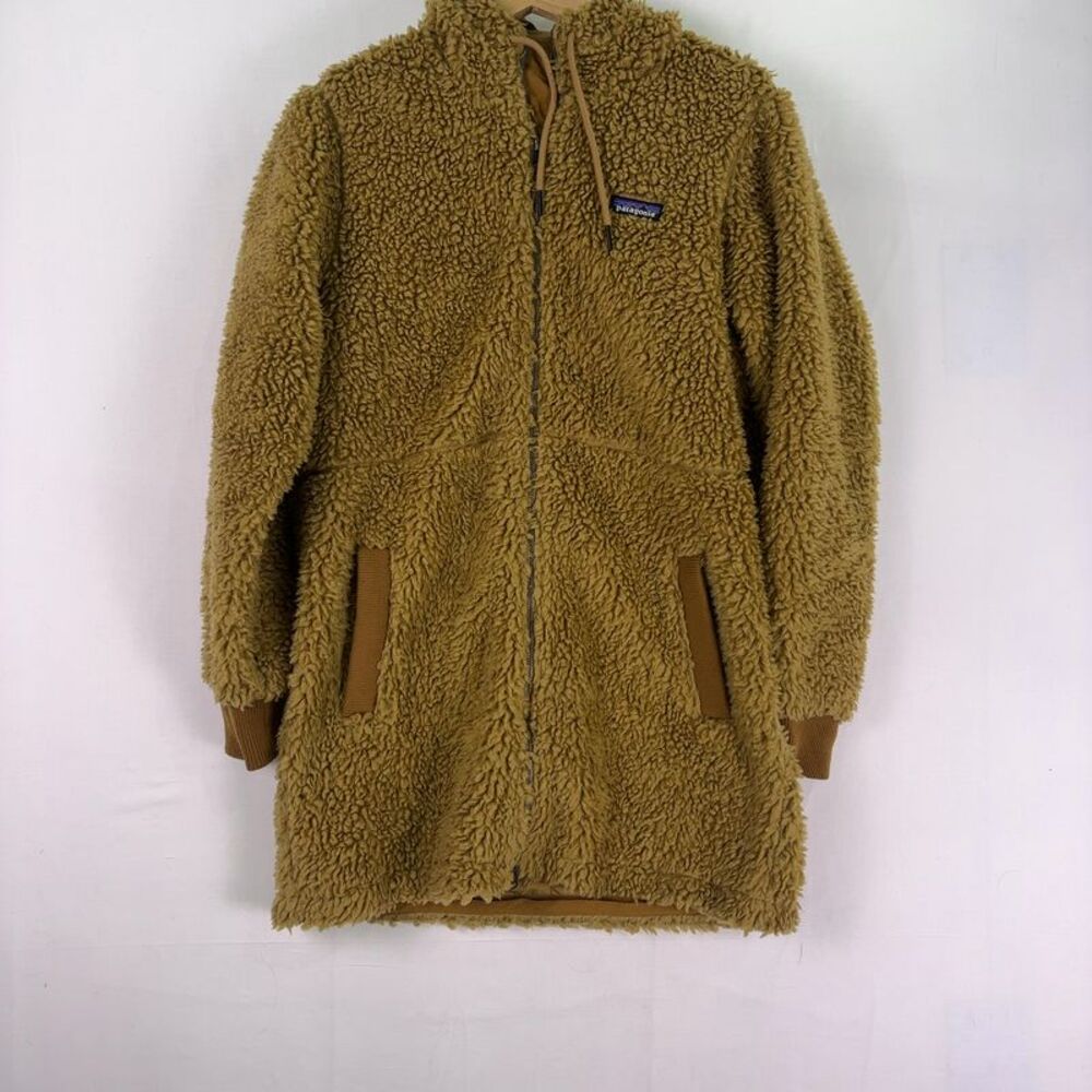 Patagonia Teddy Fleece Zip-Up Jacket Coat in Camel Brown